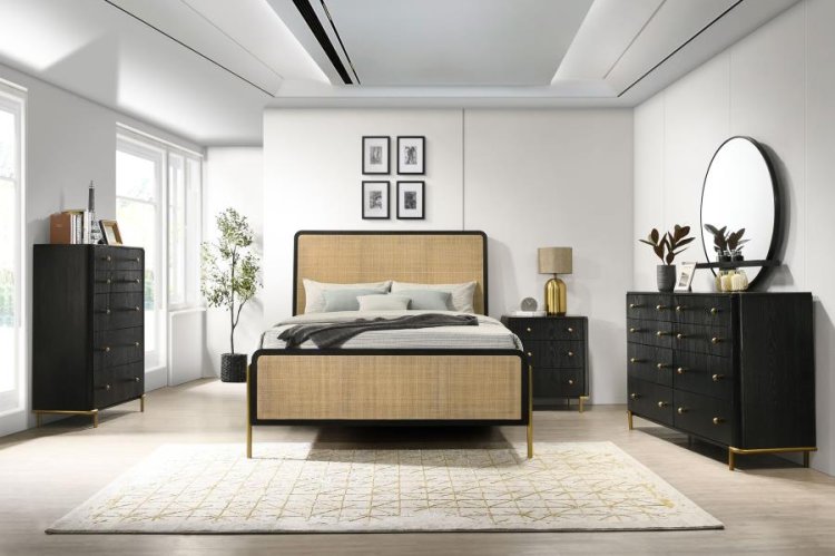 Modal Additional Images for Arini Rattan Queen Panel Bed Black and Natural