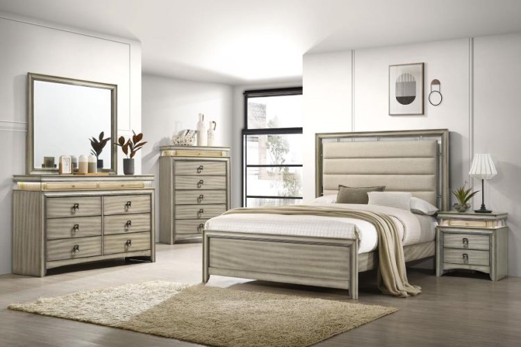 Modal Additional Images for Giselle Wood Eastern King Panel Bed Rustic Beige