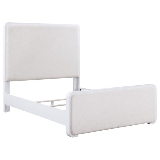 (image for) Anastasia Upholstered Eastern King Panel Bed Pearl White