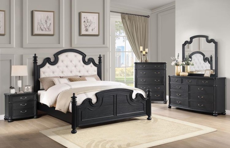 Modal Additional Images for Celina Wood Eastern King Poster Bed Black