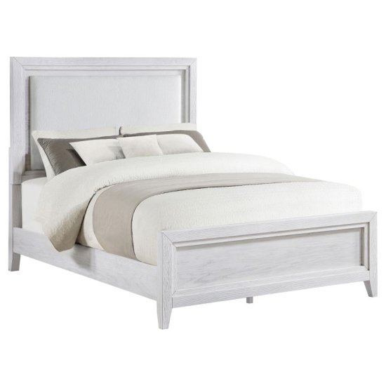 Marielle Eastern King Panel Bed Distressed White 
