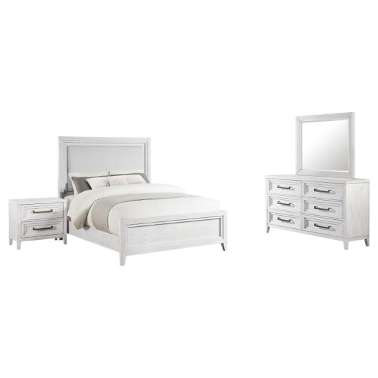 Marielle 4-piece Eastern King Bedroom Set Distressed White 