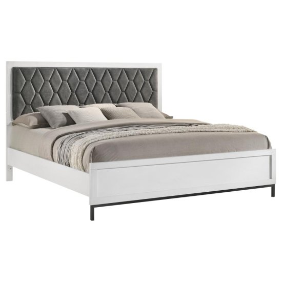 Sonora Eastern King Upholstered Panel Bed White 