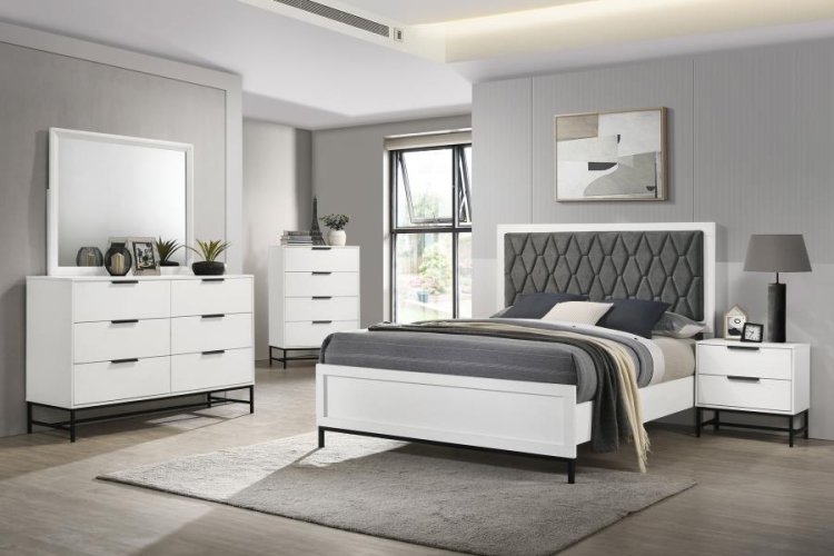 Modal Additional Images for Sonora Queen Upholstered Panel Bed White 