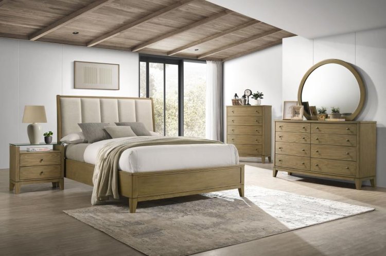 Modal Additional Images for Granada Upholstered Queen Panel Bed Natural Pine