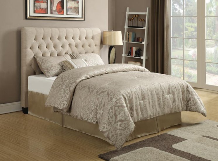 Modal Additional Images for Chloe Upholstered Full Panel Headboard Oatmeal