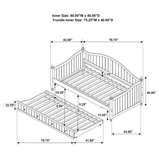 Modal Additional Images for Julie Ann Wood Twin Daybed with Trundle White
