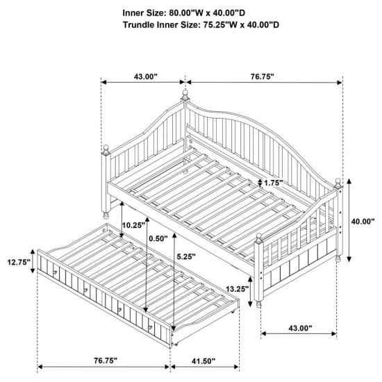 Modal Additional Images for Dan Ryan Wood Twin Daybed with Trundle Cappuccino