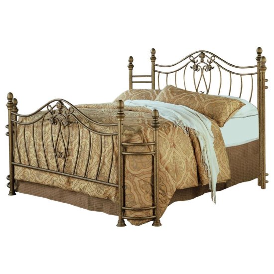 (image for) Sydney Metal Queen Open Frame Bed Antique Brushed Gold