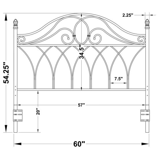 Modal Additional Images for Zola Metal Queen or Full Open Frame Headboard Brown