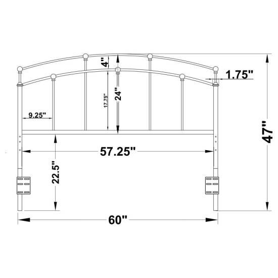 Modal Additional Images for Bryant Metal Queen or Full Open Frame Headboard Black
