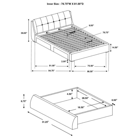 Modal Additional Images for Fenbrook Upholstered Eastern King Storage Panel Bed Grey