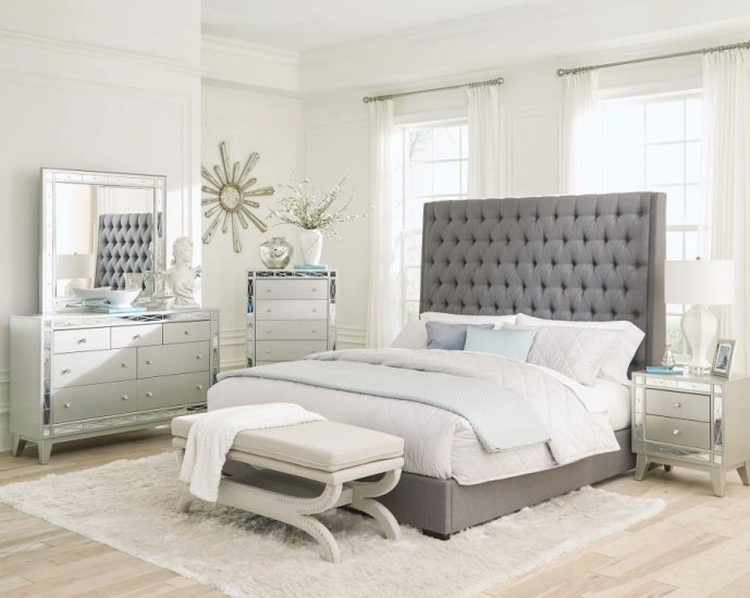 Modal Additional Images for Camille Upholstered Eastern King Panel Bed Grey