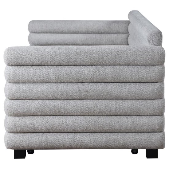 Patricia Boucle Upholstered Twin Day Bed with Trundle Grey 