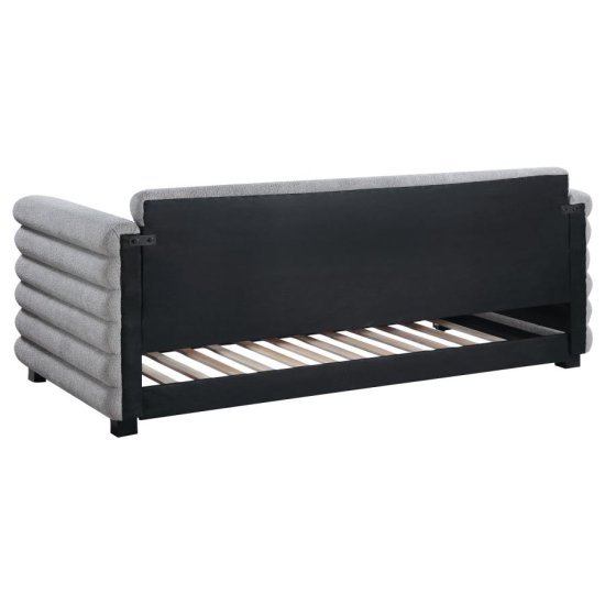 Patricia Boucle Upholstered Twin Day Bed with Trundle Grey 