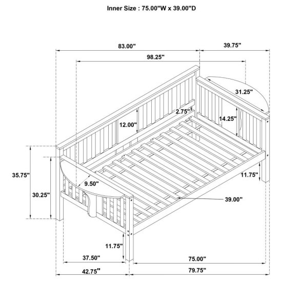 Modal Additional Images for Bethany Wood Twin Daybed with Drop-down Tables White