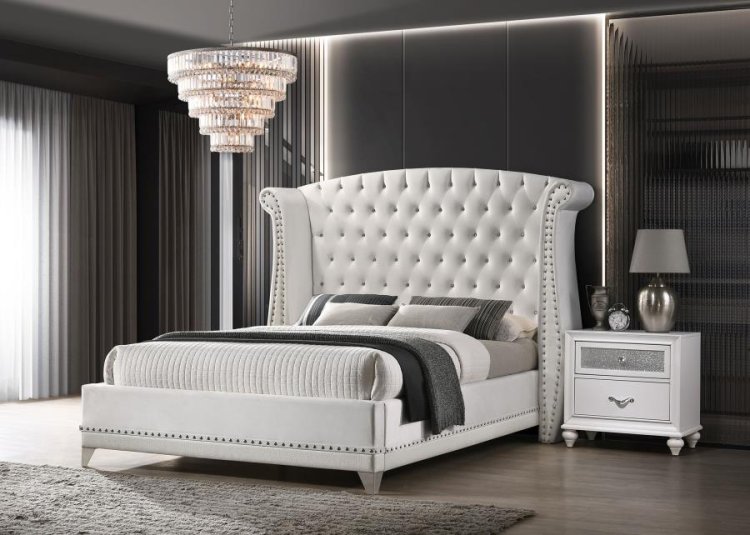 Modal Additional Images for Barzini Upholstered Queen Wingback Bed White
