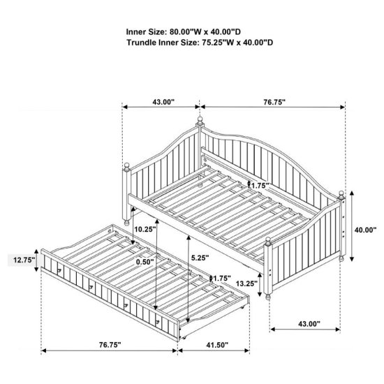 Modal Additional Images for Julie Ann Wood Twin Daybed with Trundle Warm Grey