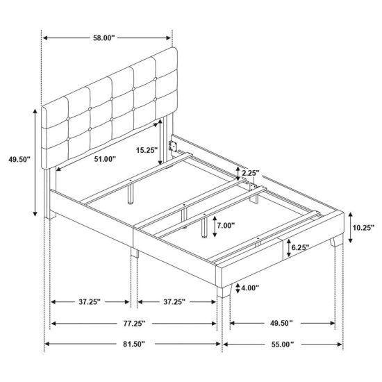 Modal Additional Images for Mapes Upholstered Full Panel Bed Grey