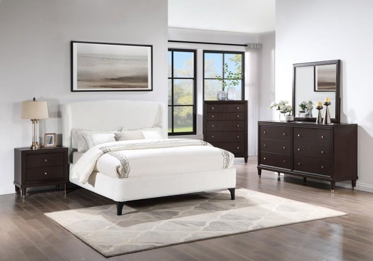 Modal Additional Images for Mosby Upholstered Queen Wingback Bed Snow