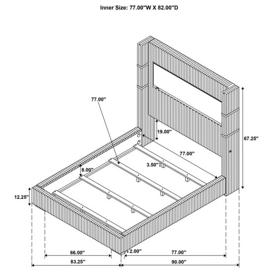 Modal Additional Images for Tisdall 67-inch Upholstered Eastern King Fireplace Bed Black