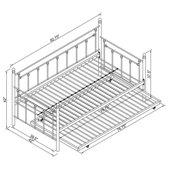 Modal Additional Images for Nocus Metal Twin Daybed with Trundle White