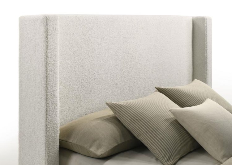 Alamosa Boucle Upholstered Eastern King Platform Bed White 
