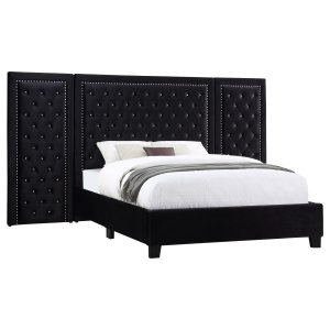 (image for) Hailey Upholstered Eastern King Wall Panel Bed Black