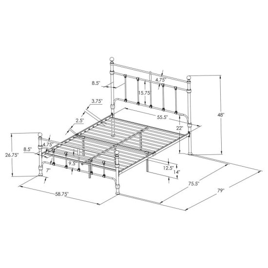 Modal Additional Images for Novak 48-inch Metal Full Open Frame Bed Matte Black