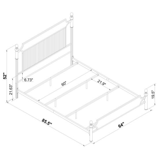 Modal Additional Images for Cameron 51-inch Metal Queen Panel Bed Black