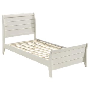 (image for) Selena Wood Twin Panel Bed Cream White