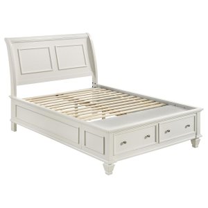 (image for) Selena Wood Full Storage Panel Bed Cream White