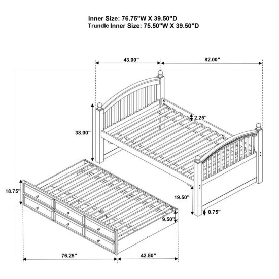 Modal Additional Images for Norwood 3-drawer Twin Bed with Captains Trundle Chestnut