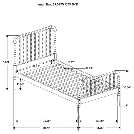 Modal Additional Images for Jones Wood Twin Open Frame Bed White