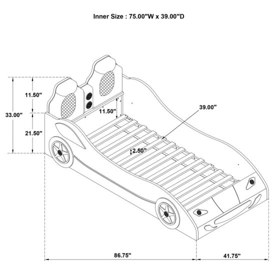 Modal Additional Images for Cruiser Wood Twin LED Car Bed White