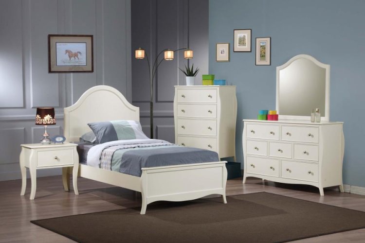 Modal Additional Images for Dominique Wood Full Panel Bed Cream White