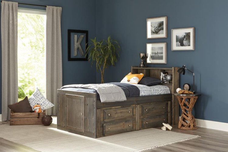 Modal Additional Images for Wrangle Hill Wood Twin Storage Bookcase Bed Gunsmoke