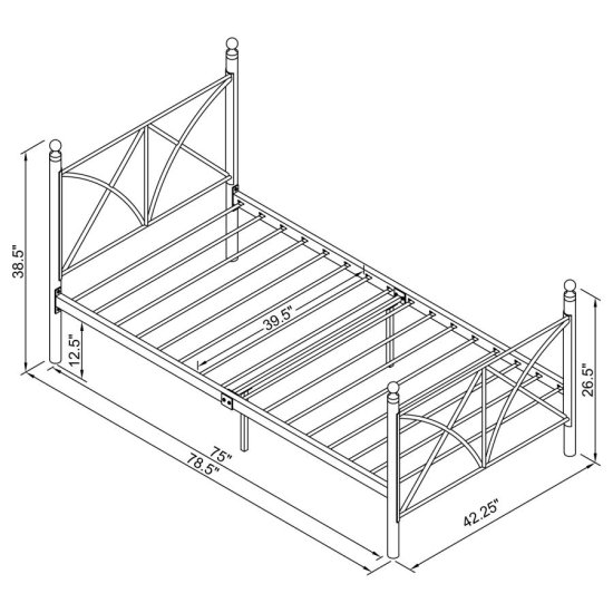 Modal Additional Images for Hart Metal Twin Open Frame Bed Matte Black