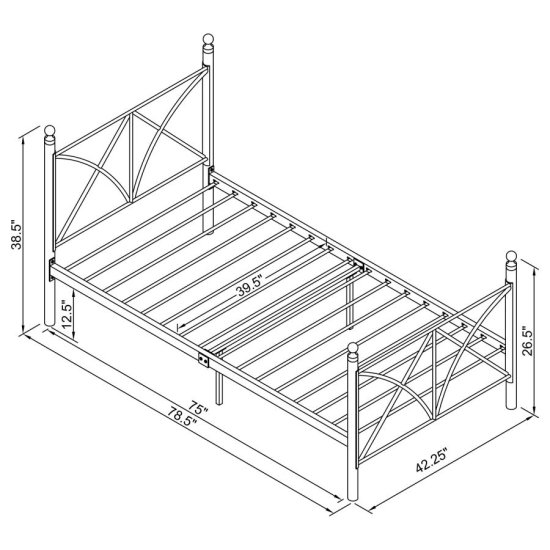 Modal Additional Images for Hart Metal Twin Open Frame Bed White
