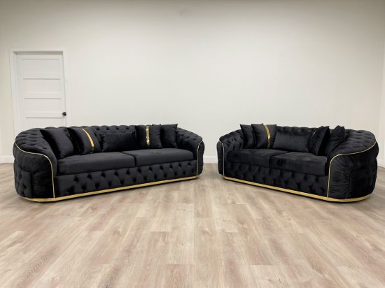 (image for) 97077 Allita - Black (Oversized) Sofa & Loveseat Set