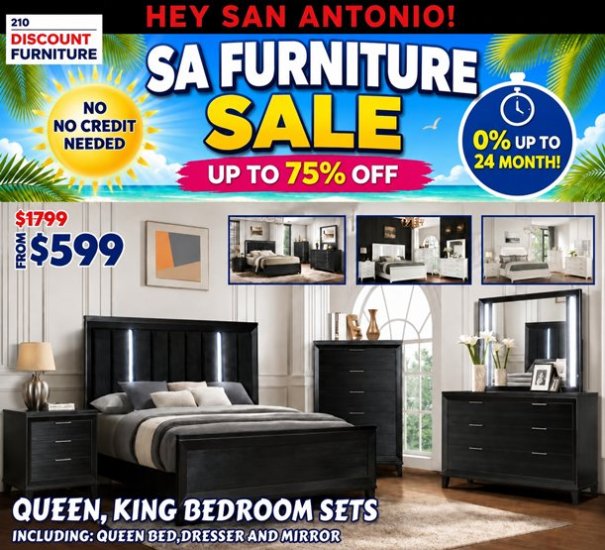 (image for) Queen Bed, Dresser and Mirror