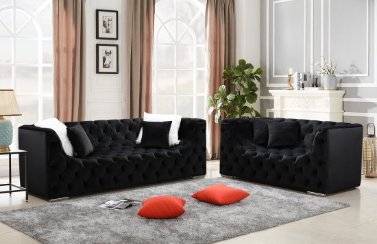 (image for) 97076 Kylie Black Sofa & Loveseat Set