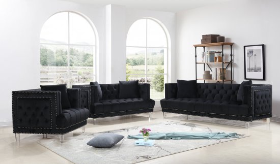 (image for) 97080 Lucas Black - 2PC or 3PC Sofa, Loveseat & Chair