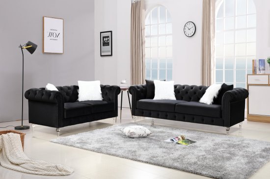 (image for) 97074 Manchester Black - 2PC Sofa & Loveseat Set
