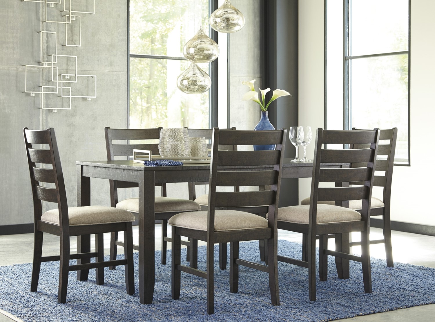 D397 Rokane Dining Table and Chairs (Set of 7) - Click Image to Close