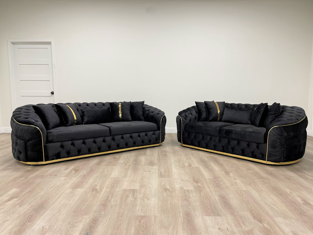 97077 Allita - Black (Oversized) Sofa & Loveseat Set - Click Image to Close