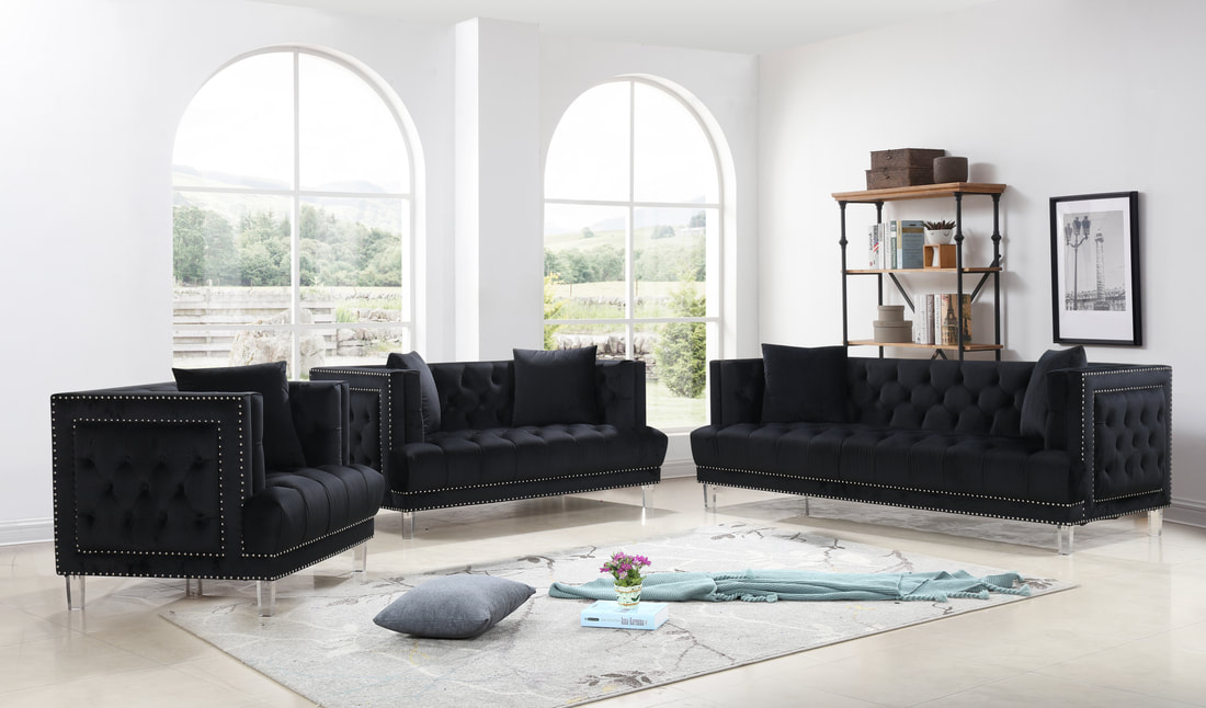 97080 Lucas Black - 2PC or 3PC Sofa, Loveseat & Chair - Click Image to Close