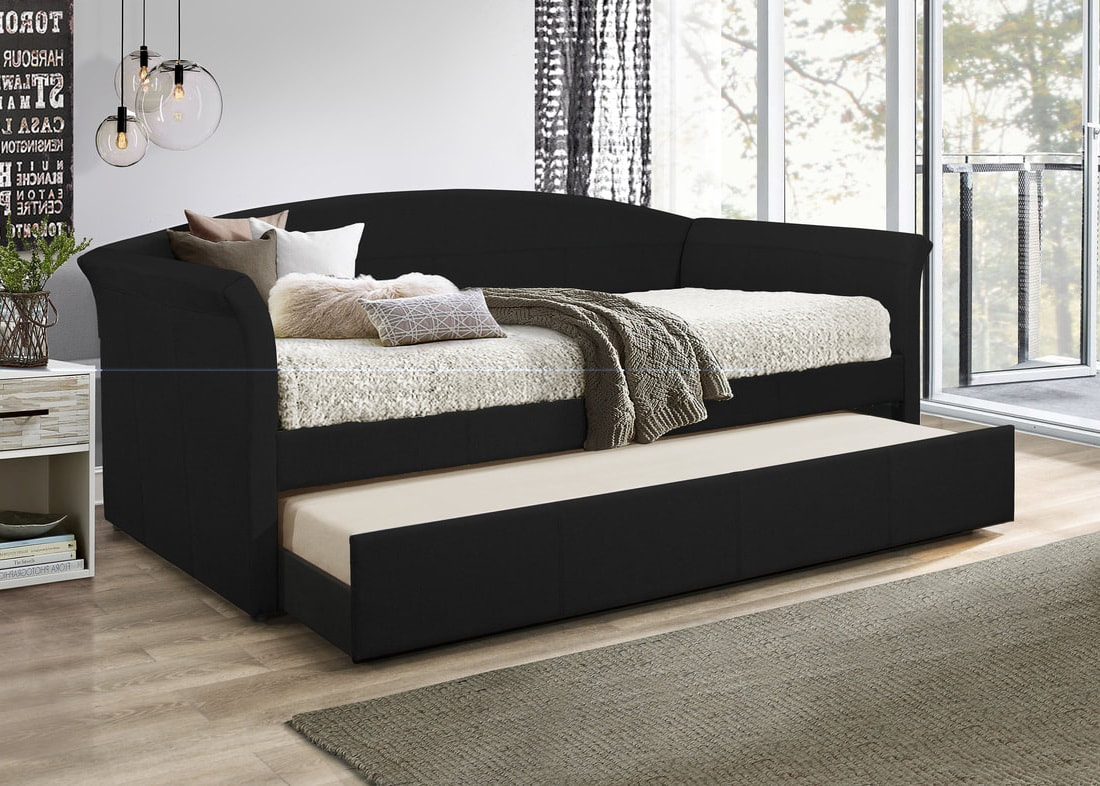 5456 Mason Black Linen - Daybed with Trundle - Click Image to Close